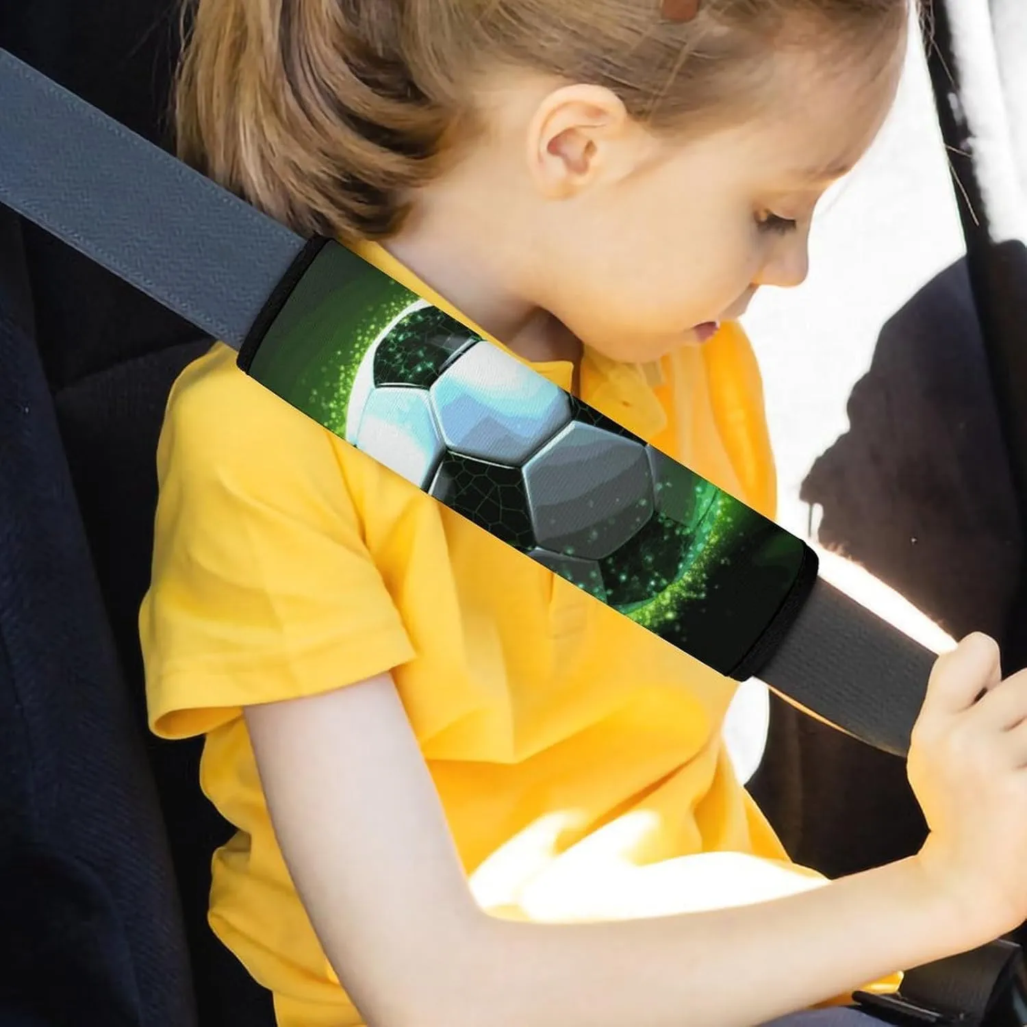 Cool Soccer Ball Auto Seat Belt Cover 2PCS Universal Car Seat Belt Shoulder Protector Pad, Protect Your Shoulders and Neck for Car Seat Belt, Shoulder Bag, Backpack