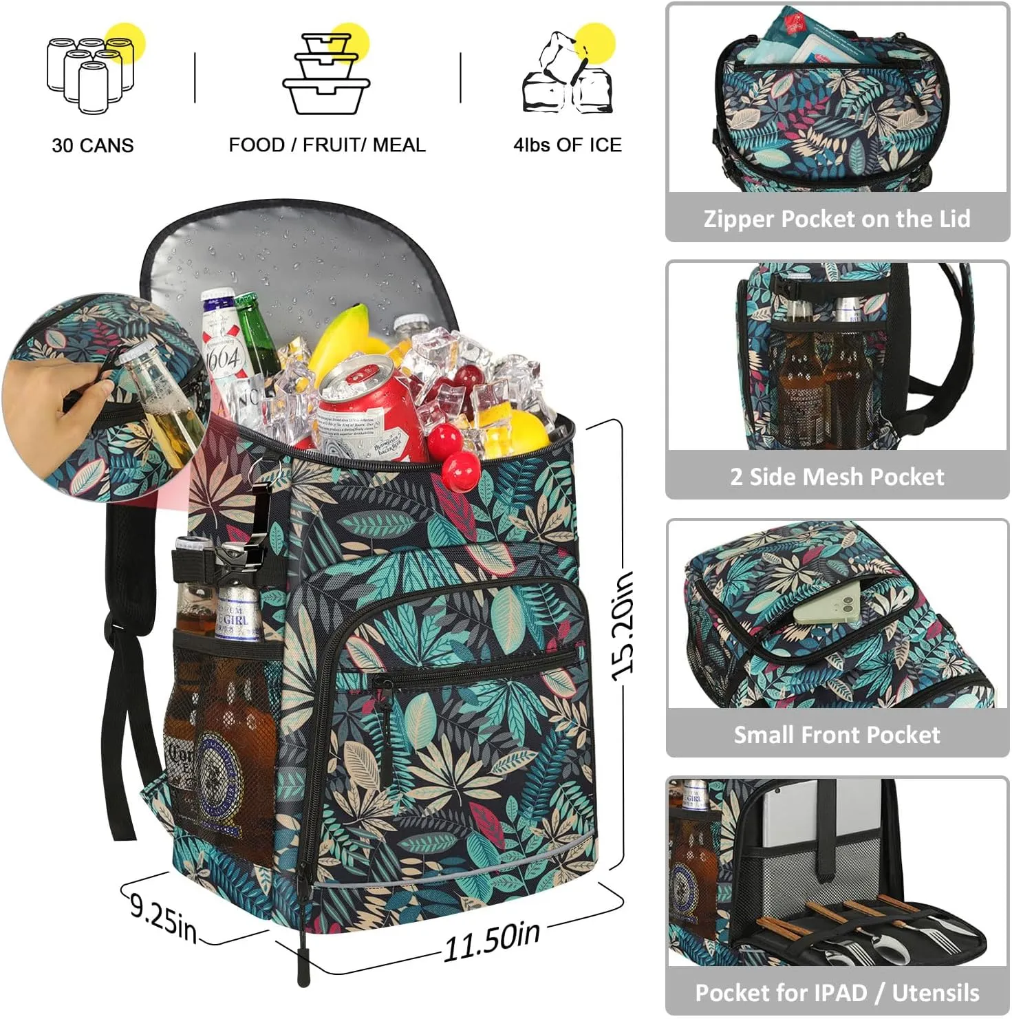 Cooler Backpack Insulated Leakproof Waterproof Backpack Cooler Bag 30/45 Cans, Large Capacity Lightweight Travel Camping Beach Backpack Cooler Ice Chest for Men and Women