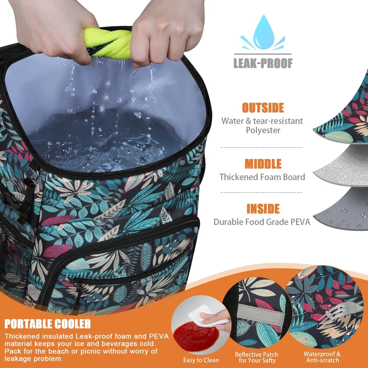 Cooler Backpack Insulated Leakproof Waterproof Backpack Cooler Bag 30/45 Cans, Large Capacity Lightweight Travel Camping Beach Backpack Cooler Ice Chest for Men and Women
