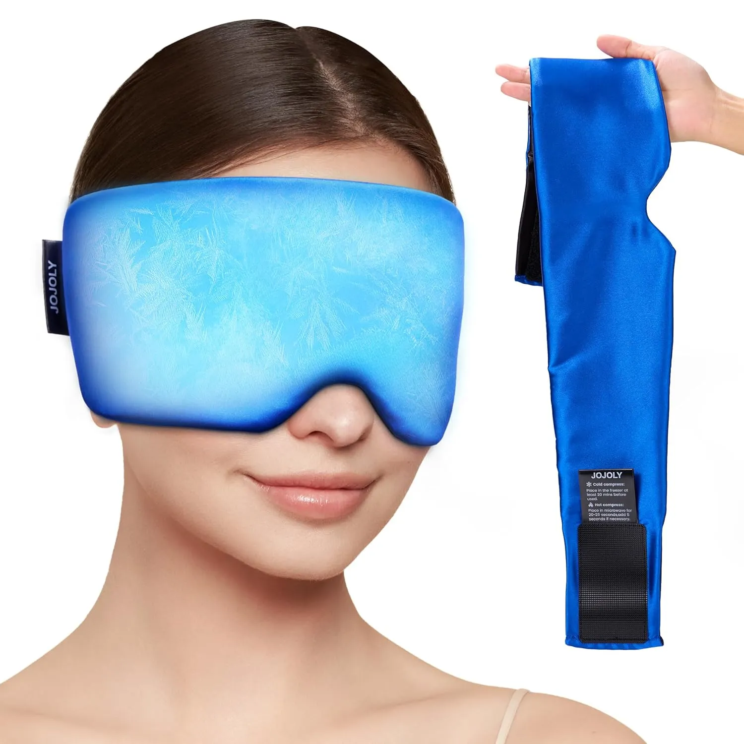 Cooling Eye Mask for Puffy Eyes: Ice Pack for Migraine, Headache, Dark Circles Relief - Reusable Cold Eye Masks Ice Mask - Satin Adjustable Weighted Gel Eye Masks for Cold Compress Therapy