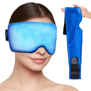 Cooling Eye Mask for Puffy Eyes: Ice Pack for Migraine, Headache, Dark Circles Relief - Reusable Cold Eye Masks Ice Mask - Satin Adjustable Weighted Gel Eye Masks for Cold Compress Therapy