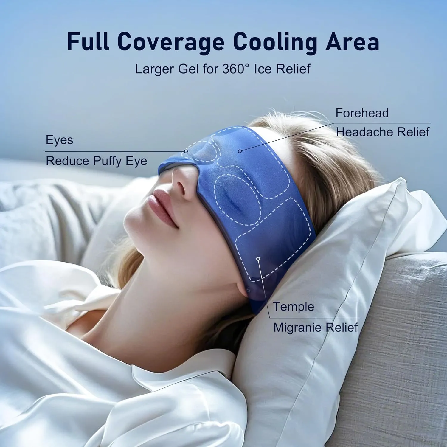 Cooling Eye Mask for Puffy Eyes: Ice Pack for Migraine, Headache, Dark Circles Relief - Reusable Cold Eye Masks Ice Mask - Satin Adjustable Weighted Gel Eye Masks for Cold Compress Therapy