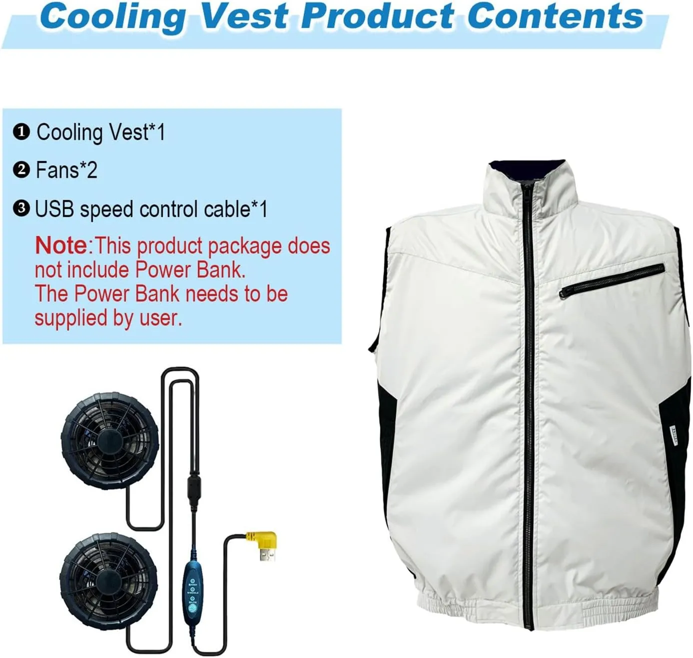 Cooling Vest for Men and Women with Air Conditioning Fans，Water-resistant Surface Lightweight Quick Dry with UV Protection