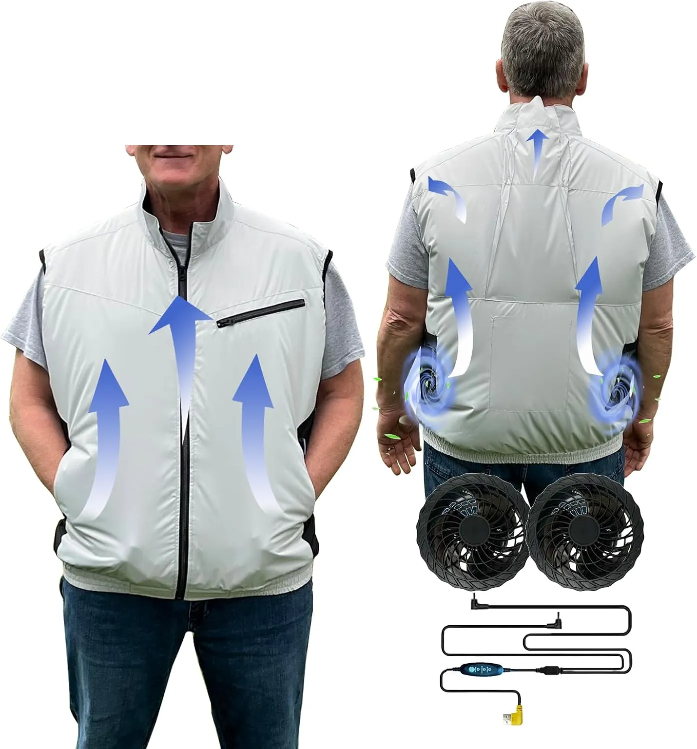 Cooling Vest for Men and Women with Air Conditioning Fans，Water-resistant Surface Lightweight Quick Dry with UV Protection