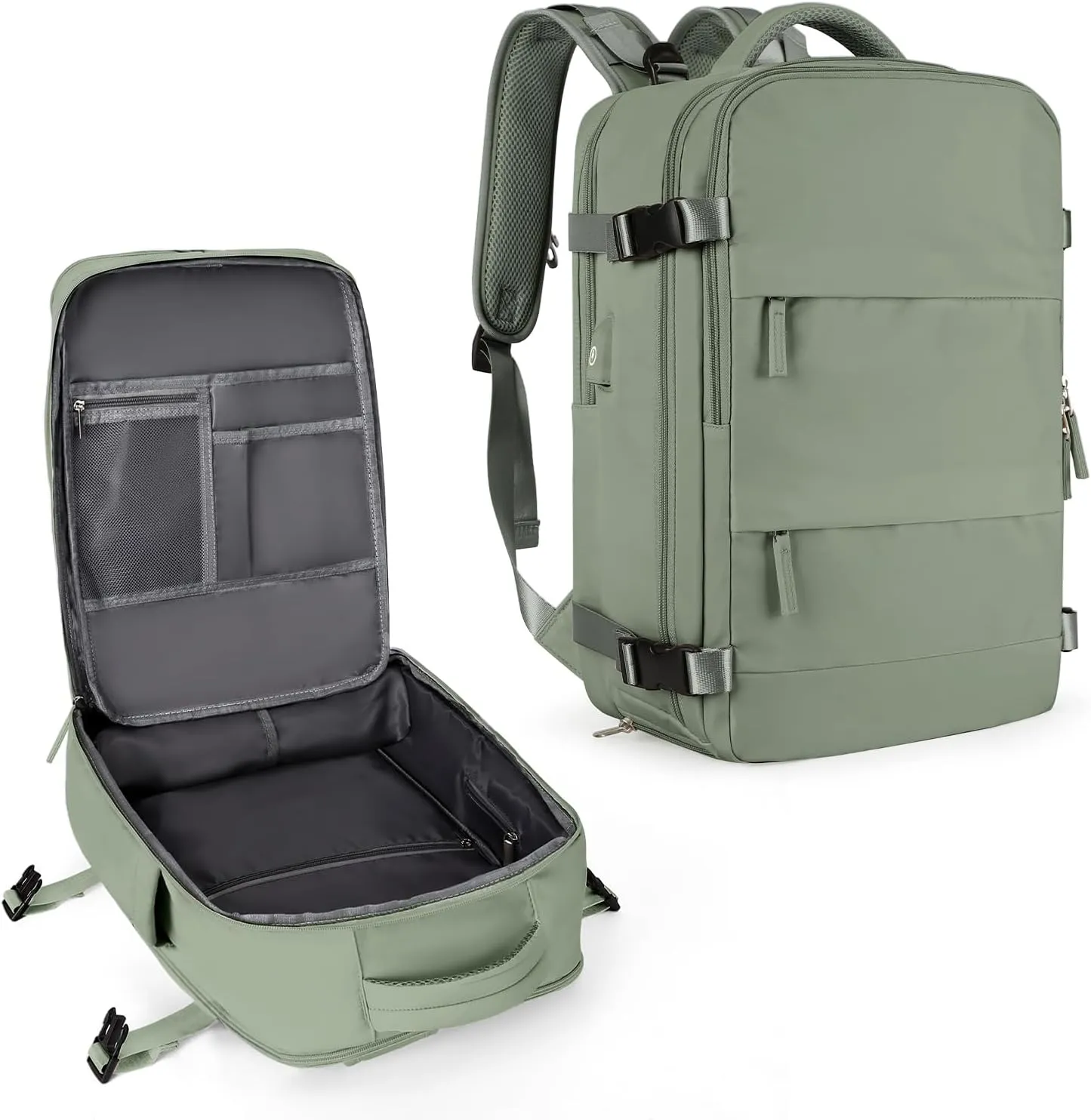 coowoz Large Travel Backpack For Women Men,Carry On Backpack,Hiking Backpack Waterproof Outdoor Sports Rucksack Casual Daypack travel essentials（Gray Green）