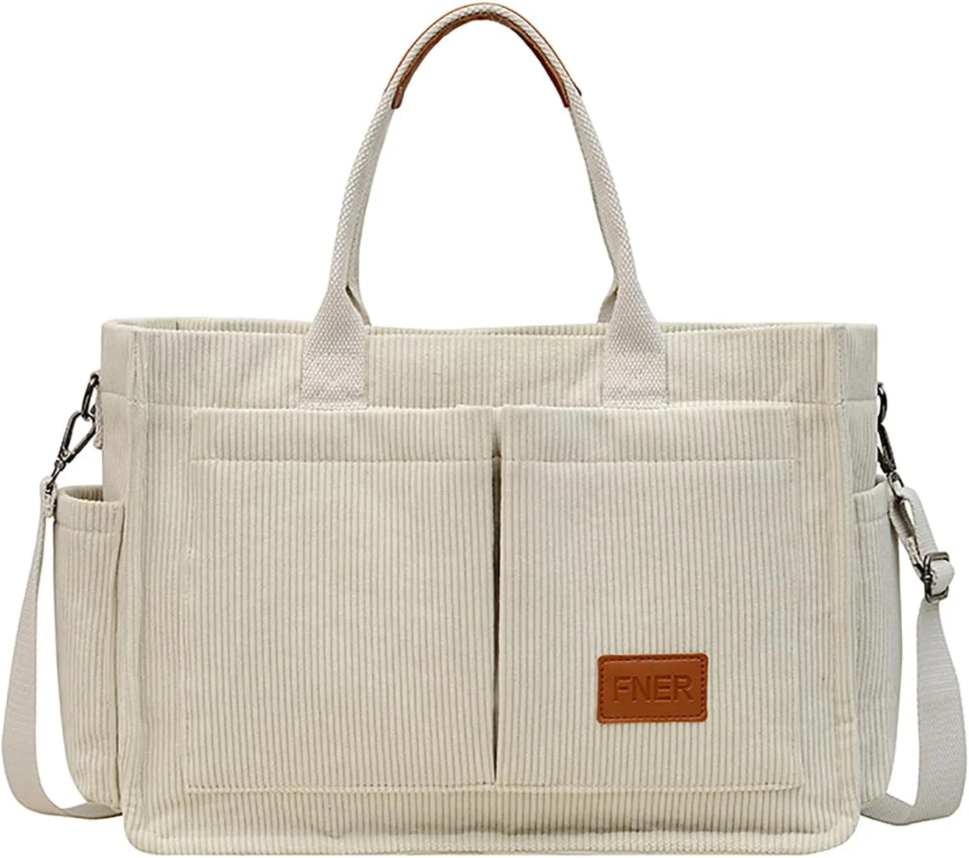 Corduroy Tote Bag with Multi Pocket for Women Crossbody Bag with Pocket Shoulder Purse Everything Tote Bag