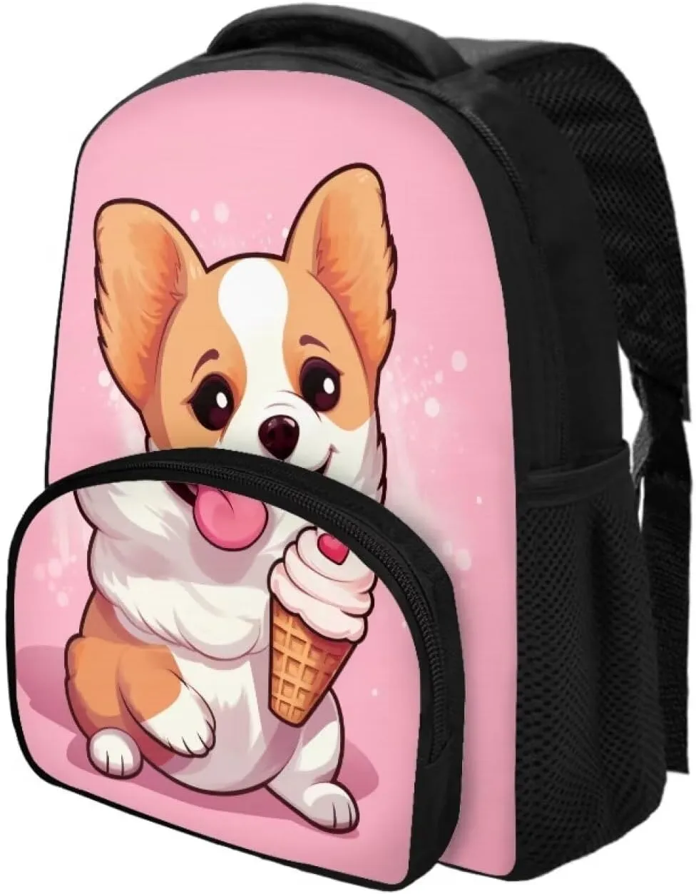 Corgi Backpack for School Boys 6-7 Cute Bookbag for Primary Elementary School Kids Girls Book Bag Back Cute Children School Bag 12 inch Satchel Anti Theft Bookbags Backpack