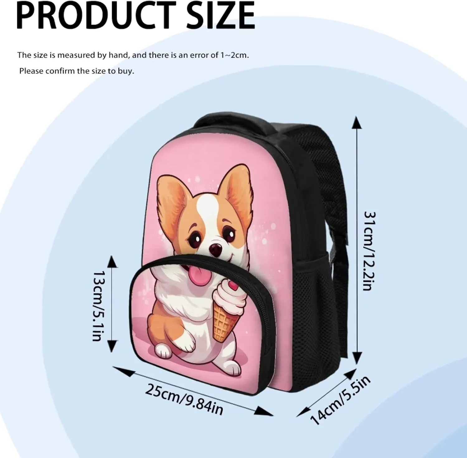 Corgi Backpack for School Boys 6-7 Cute Bookbag for Primary Elementary School Kids Girls Book Bag Back Cute Children School Bag 12 inch Satchel Anti Theft Bookbags Backpack
