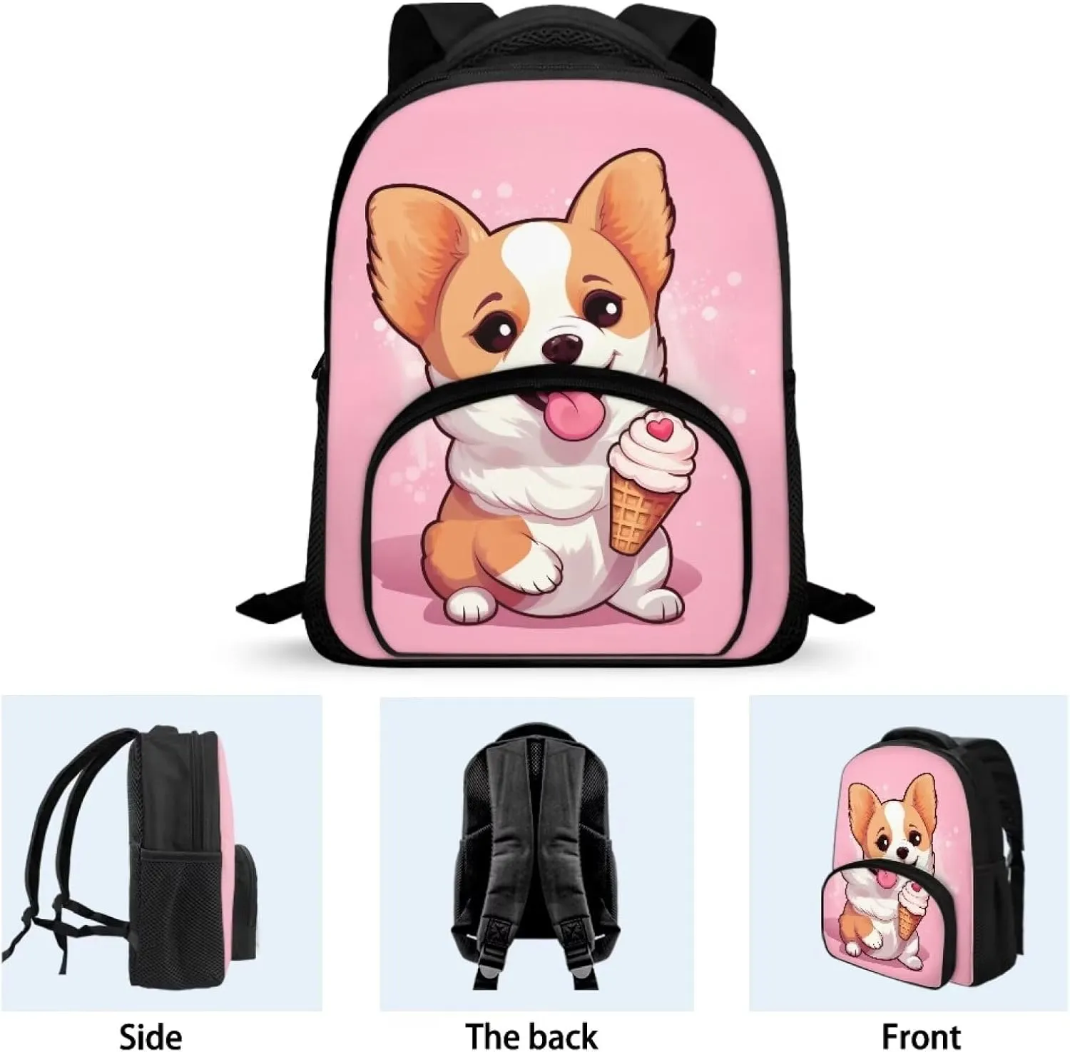 Corgi Backpack for School Boys 6-7 Cute Bookbag for Primary Elementary School Kids Girls Book Bag Back Cute Children School Bag 12 inch Satchel Anti Theft Bookbags Backpack