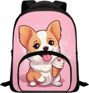 Corgi Backpack for School Boys 6-7 Cute Bookbag for Primary Elementary School Kids Girls Book Bag Back Cute Children School Bag 12 inch Satchel Anti Theft Bookbags Backpack