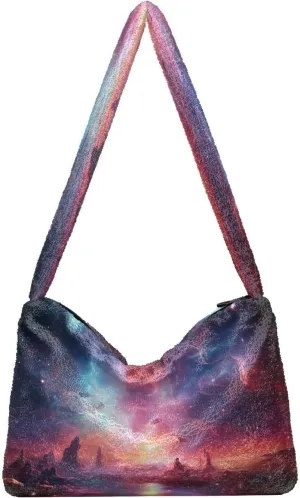 Cosmic Sky with Various Stars and Nebulas Plush Bag, Shoulder Hand Bag, Shoulder Handbags for Women