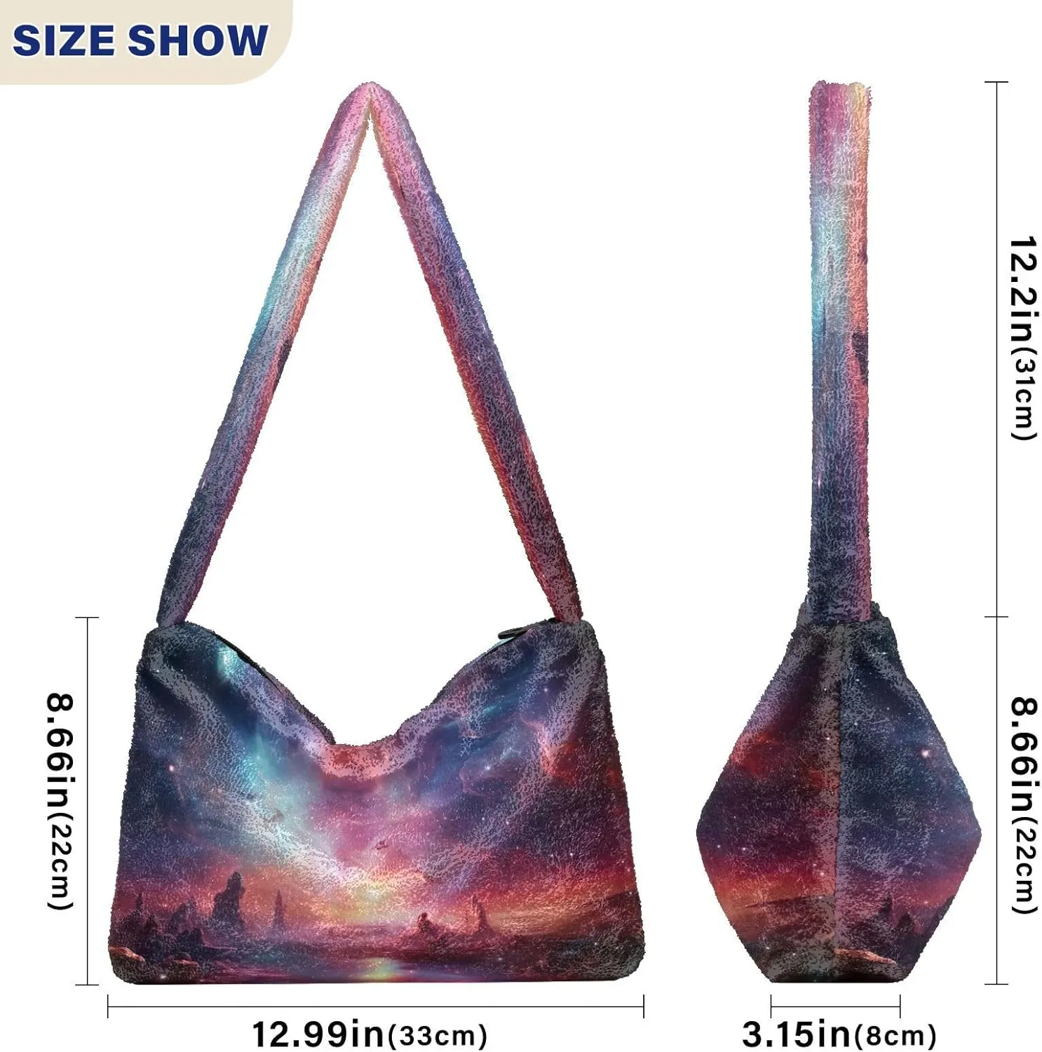 Cosmic Sky with Various Stars and Nebulas Plush Bag, Shoulder Hand Bag, Shoulder Handbags for Women