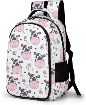 Cow Calf Cute Laptop Backpack Cartoon Pattern Travel Bags Daypack Durable Work Camping Hiking Back Packs for Women Men