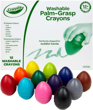 Crayola Large Egg Crayons (12ct), Jumbo Washable Crayons for Toddlers, Preschool Art Supplies for Toddlers, Classroom Must Have, Ages 1 