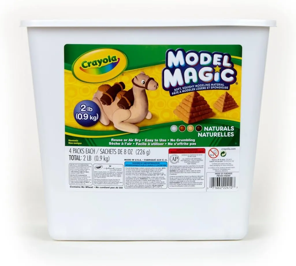 Crayola Model Magic Naturals, 4 Packs (8oz ea), Bulk Modeling Clay Alternative, Craft Supplies for Classrooms, 2 lb. Bucket