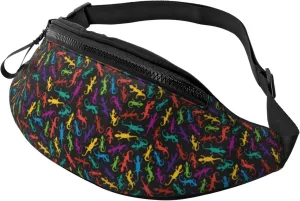 Crossbody Fanny Packs for Women Men - Cute Gecko Lizard Colorful Running Belt Bag Travel Waist Bag for Women Men