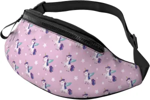 Crossbody Fanny Packs for Women Men - Purple cute pony Travel Belt Bag Running Waist Bag for Women Men