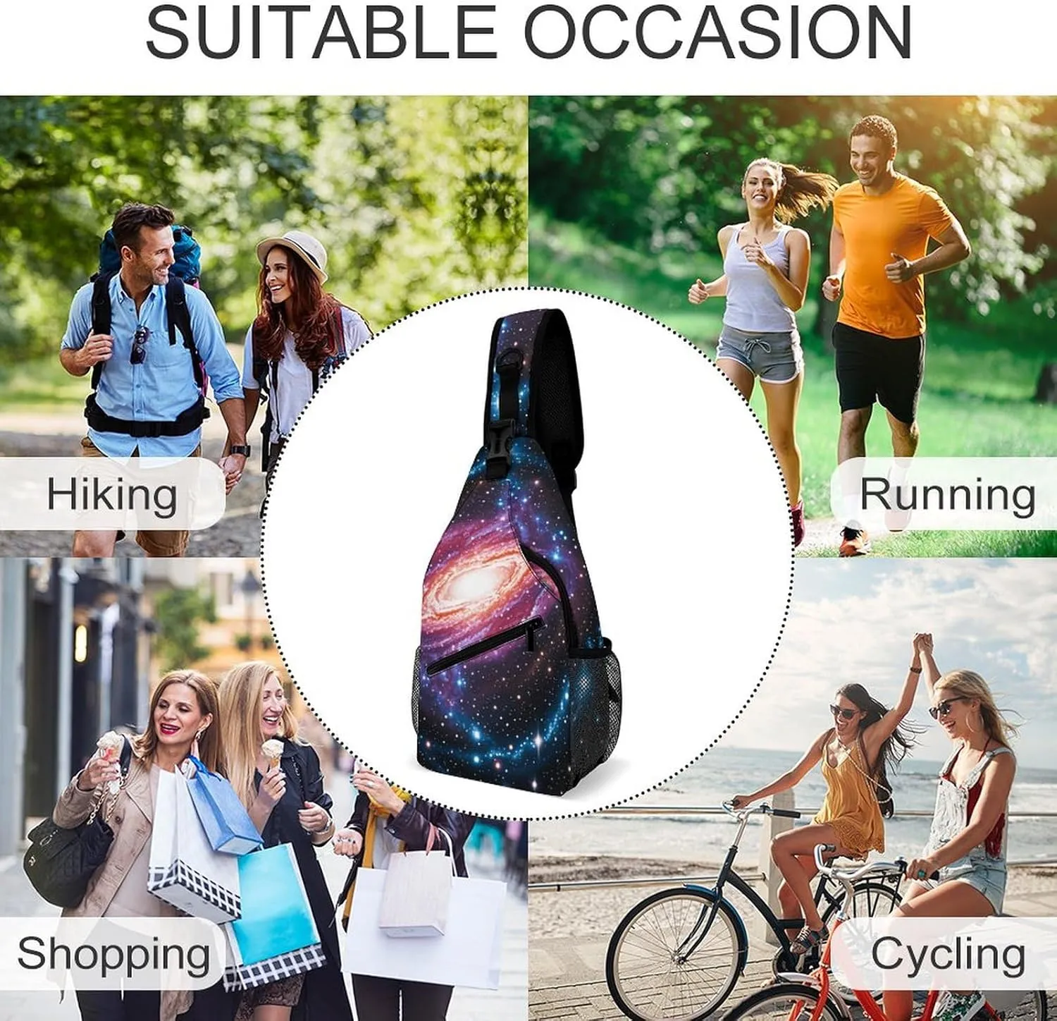 Crossbody Sling Bag Colorful Skulls Print Backpack Sling Bag Travel Hiking Chest Bag Shoulder Bag Daypack
