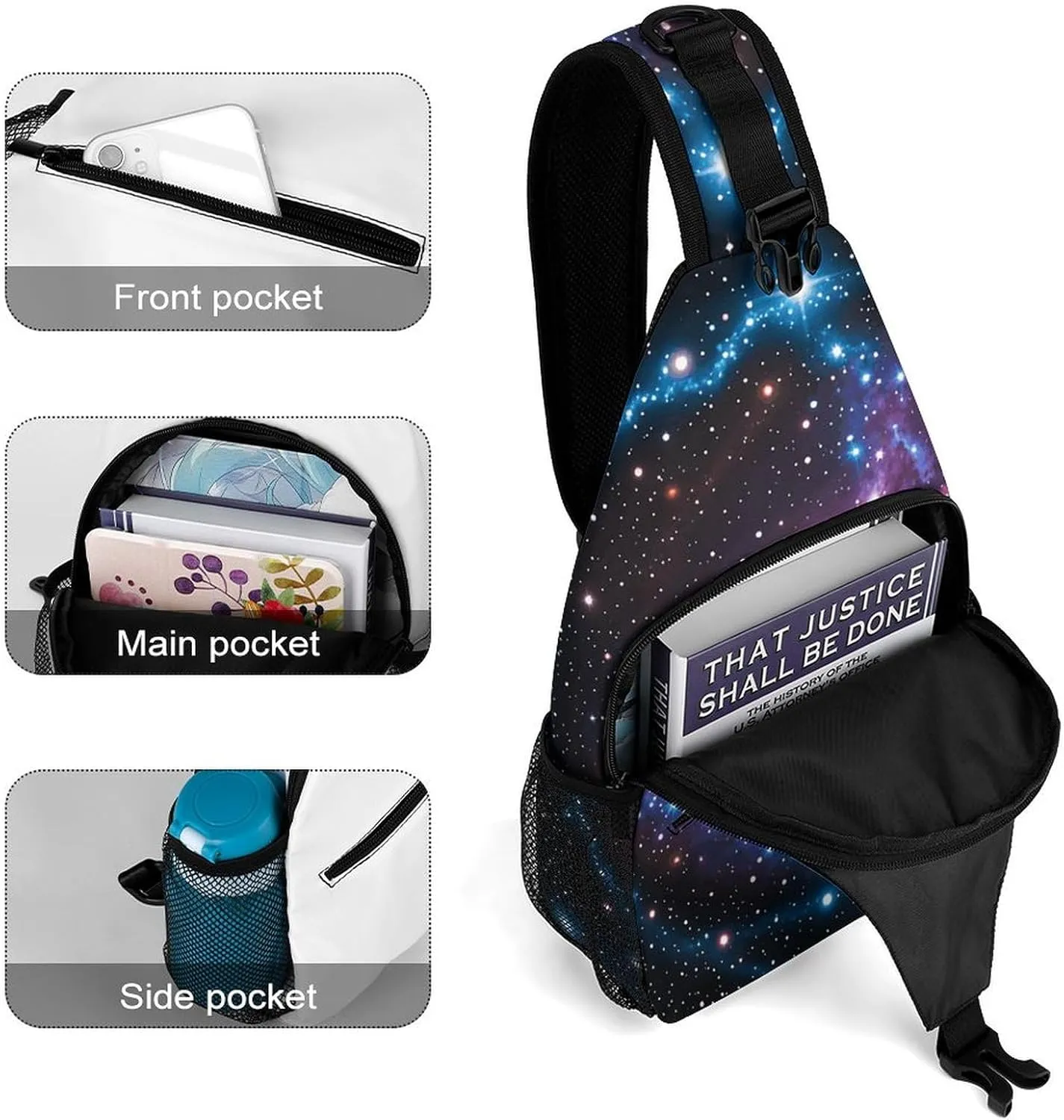 Crossbody Sling Bag Colorful Skulls Print Backpack Sling Bag Travel Hiking Chest Bag Shoulder Bag Daypack