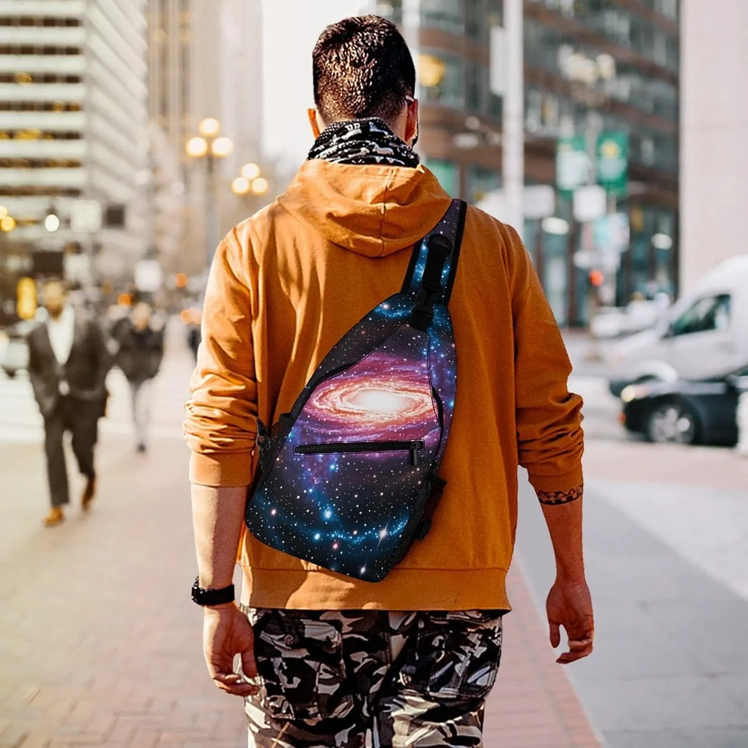 Crossbody Sling Bag Colorful Skulls Print Backpack Sling Bag Travel Hiking Chest Bag Shoulder Bag Daypack