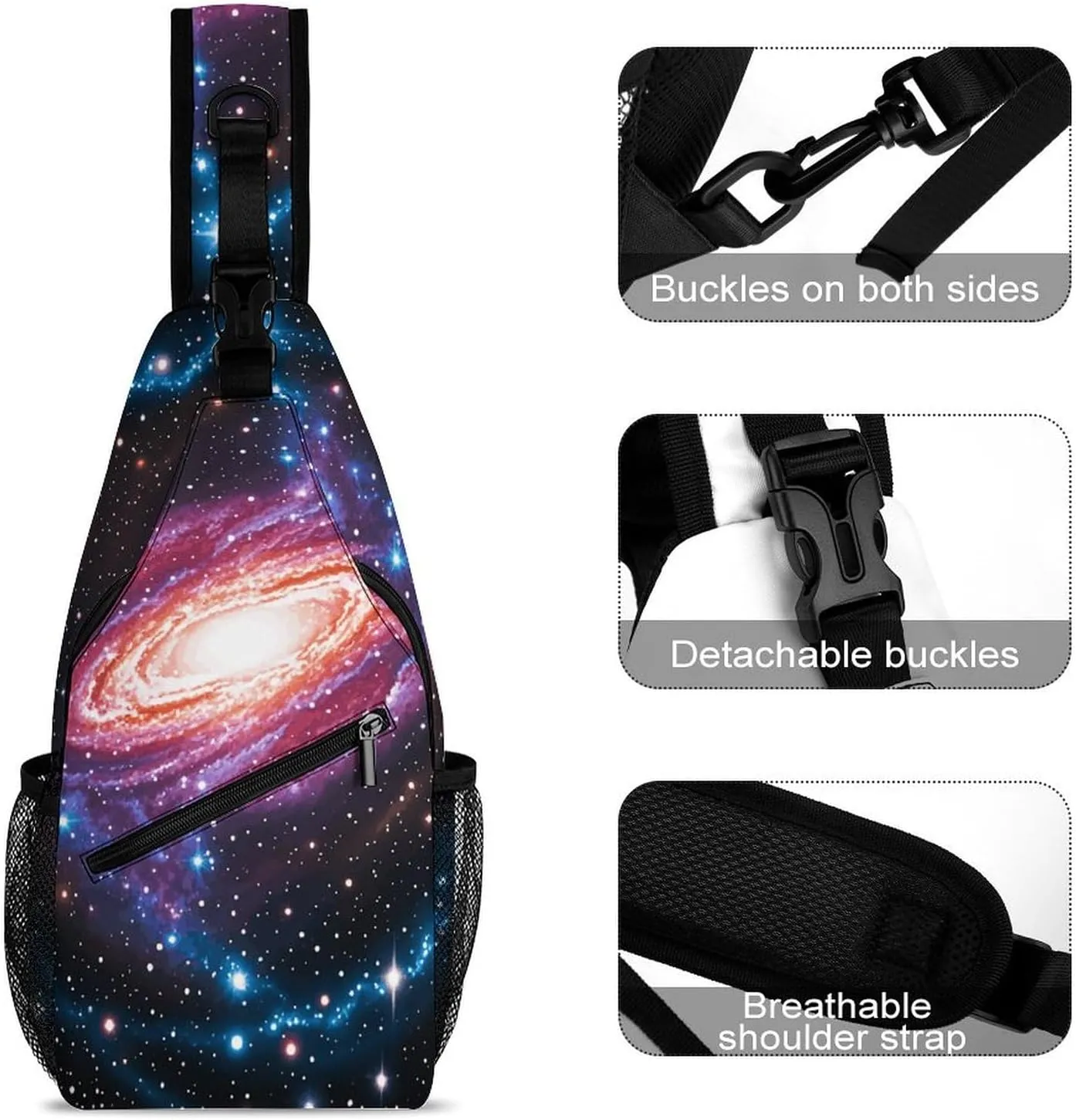 Crossbody Sling Bag Colorful Skulls Print Backpack Sling Bag Travel Hiking Chest Bag Shoulder Bag Daypack