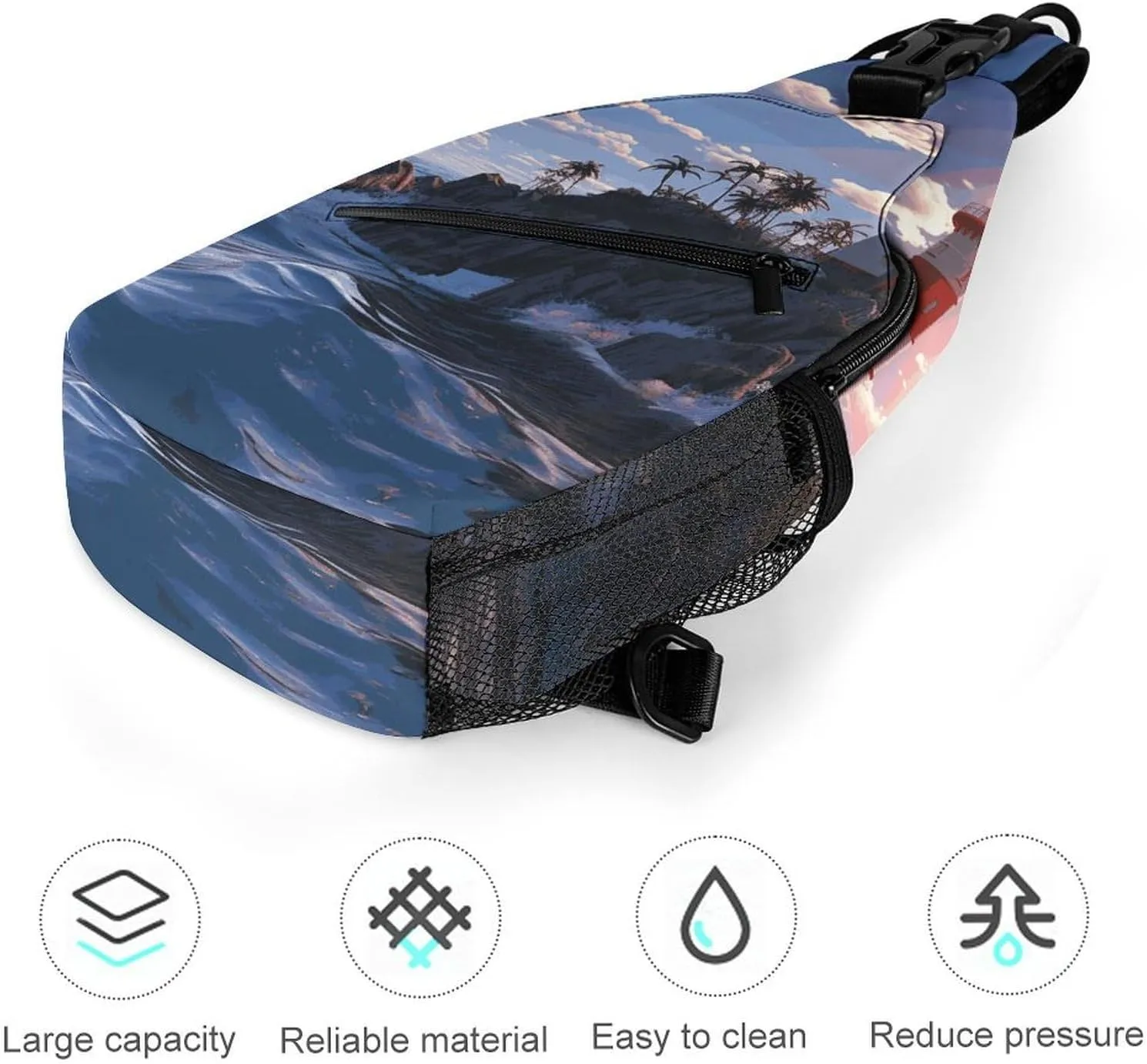 Crossbody Sling Bag Fish Background Backpack Sling Bag Travel Hiking Chest Bag Shoulder Bag Daypack