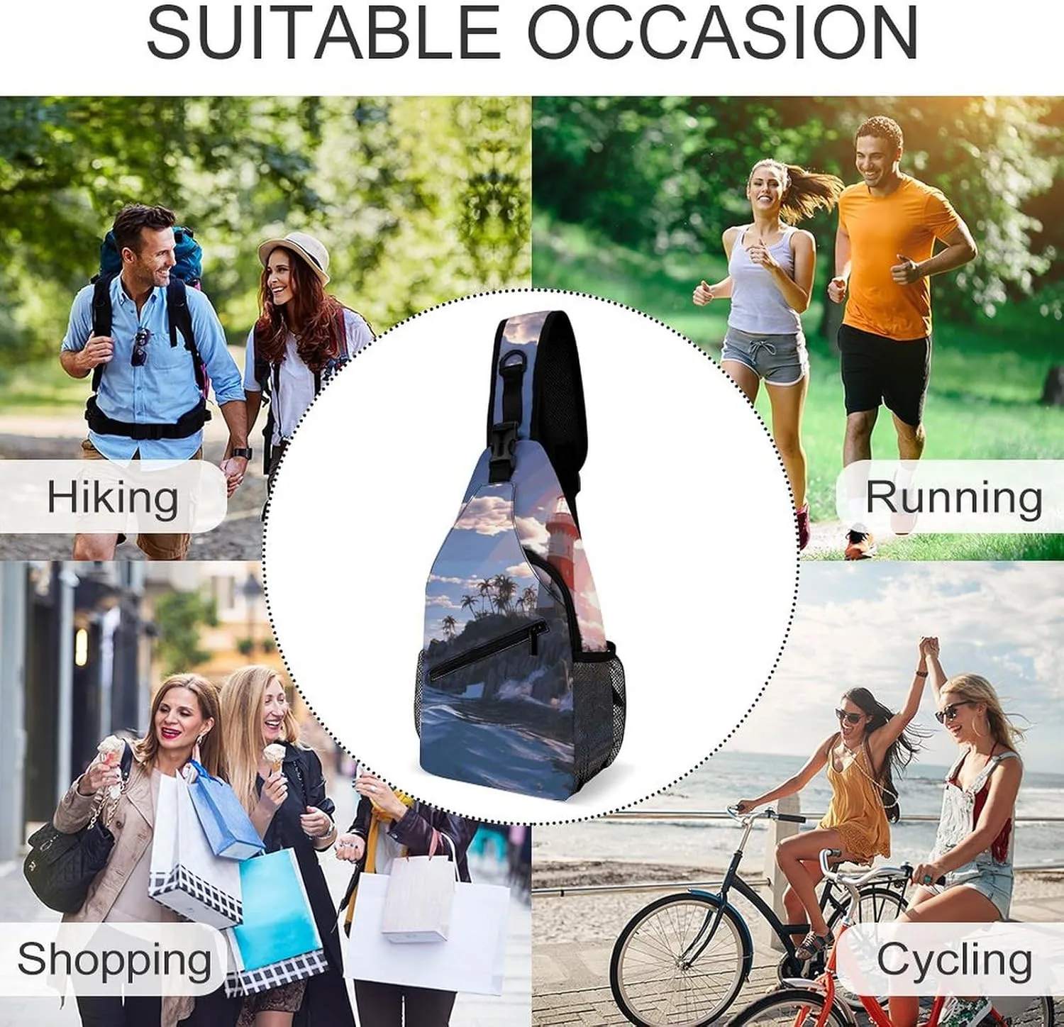 Crossbody Sling Bag Fish Background Backpack Sling Bag Travel Hiking Chest Bag Shoulder Bag Daypack