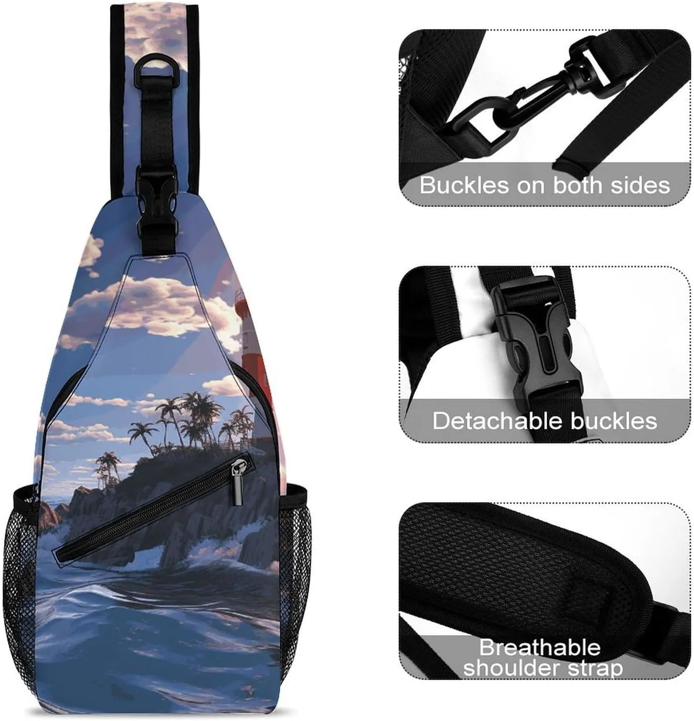 Crossbody Sling Bag Fish Background Backpack Sling Bag Travel Hiking Chest Bag Shoulder Bag Daypack