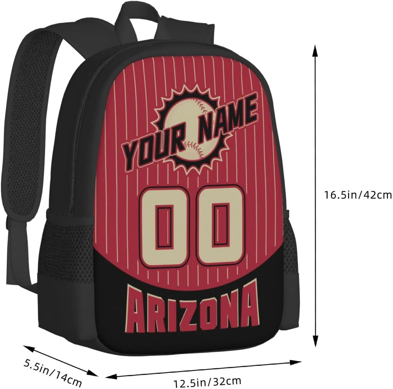 Custom Arizona Backpack for Boy Girl Personalized Name Number High Capacity School Backpacks Laptop Bag Casual Travel Backpack Men Women