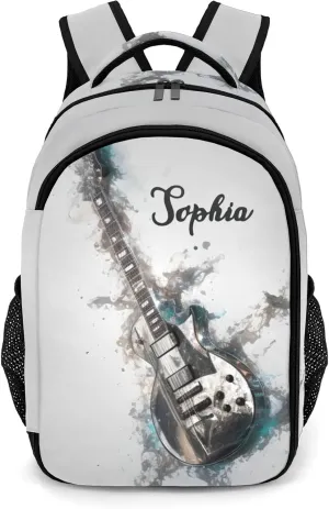 Custom Art Bass Guitar Music Backpack Name Casual Bag Daypack for Women Men Camping Hiking
