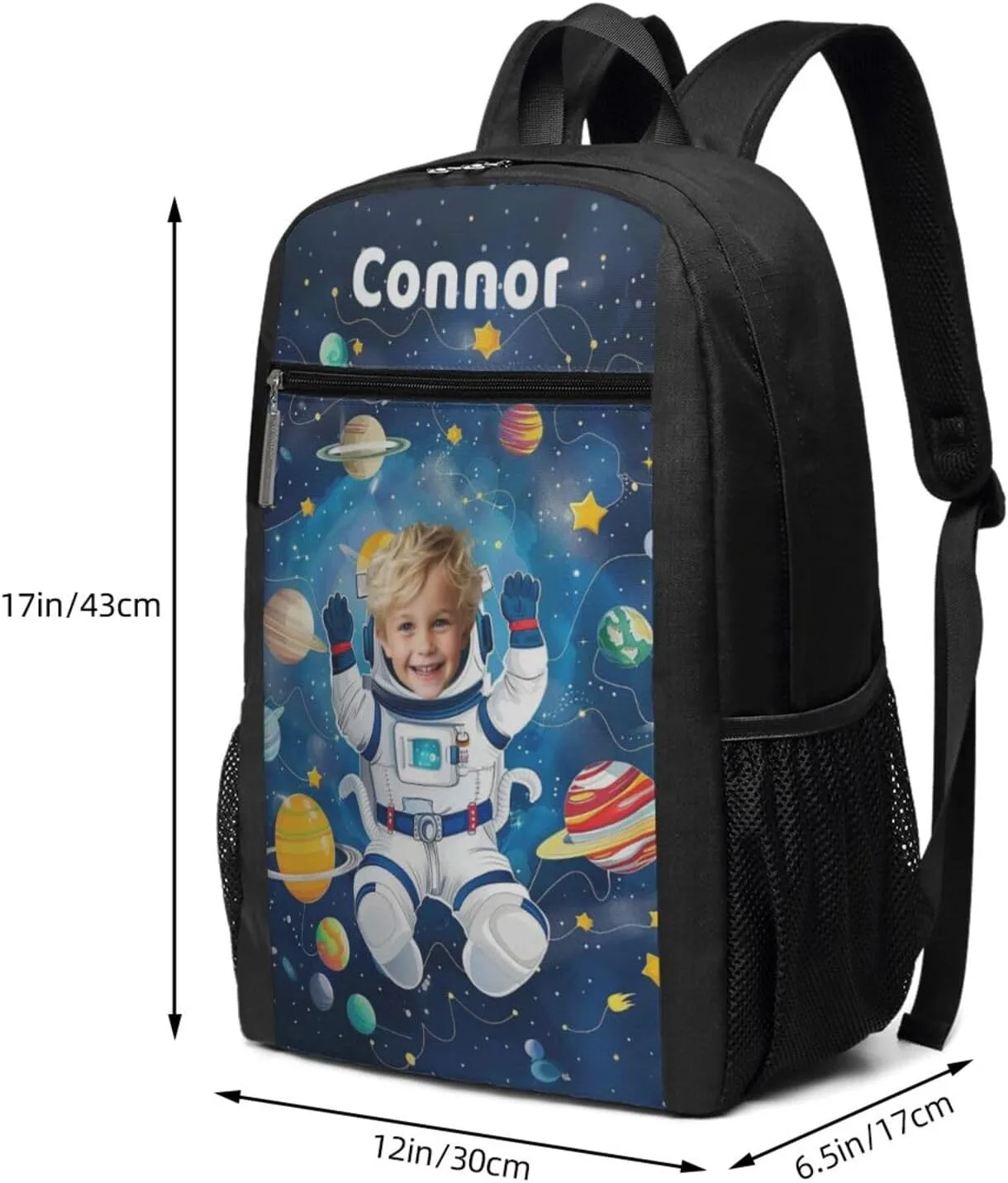 Custom Astronaut Backpack for Men Women Personalized Laptop Backpack Design Your Name Text Photo Customize Large-capacity Backpack for Work Hiking Travel 17in​​​​​