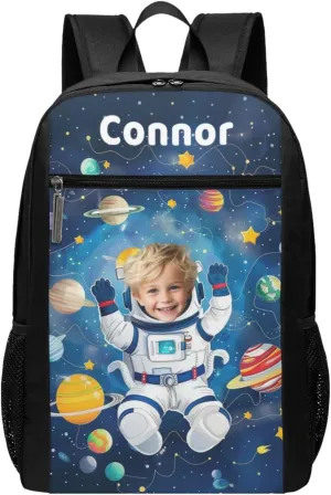 Custom Astronaut Backpack for Men Women Personalized Laptop Backpack Design Your Name Text Photo Customize Large-capacity Backpack for Work Hiking Travel 17in​​​​​
