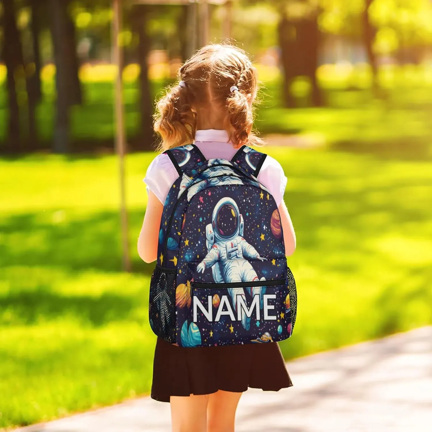 Custom Astronaut Backpack with Name Personalized Waterproof Casual Daypack Funny Trippy Space Customize Laptop Backpacks for Women Men