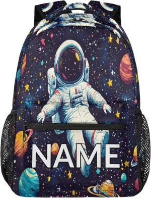 Custom Astronaut Backpack with Name Personalized Waterproof Casual Daypack Funny Trippy Space Customize Laptop Backpacks for Women Men