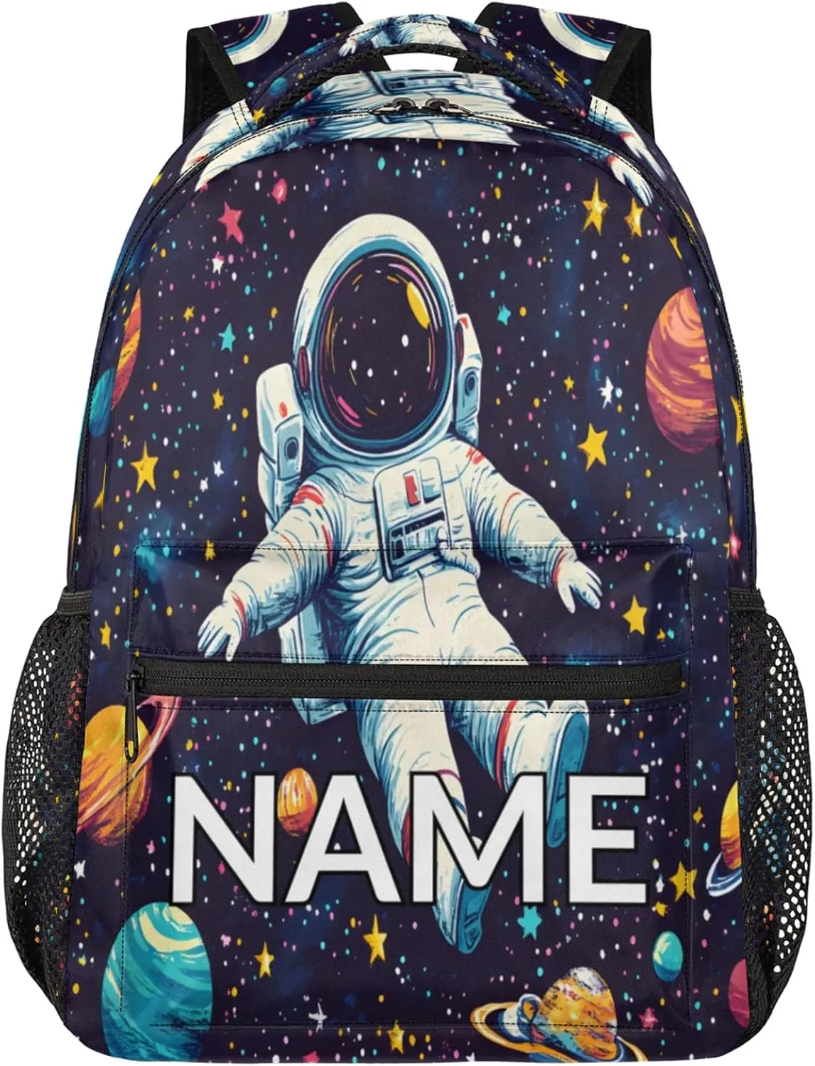 Custom Astronaut Backpack with Name Personalized Waterproof Casual Daypack Funny Trippy Space Customize Laptop Backpacks for Women Men