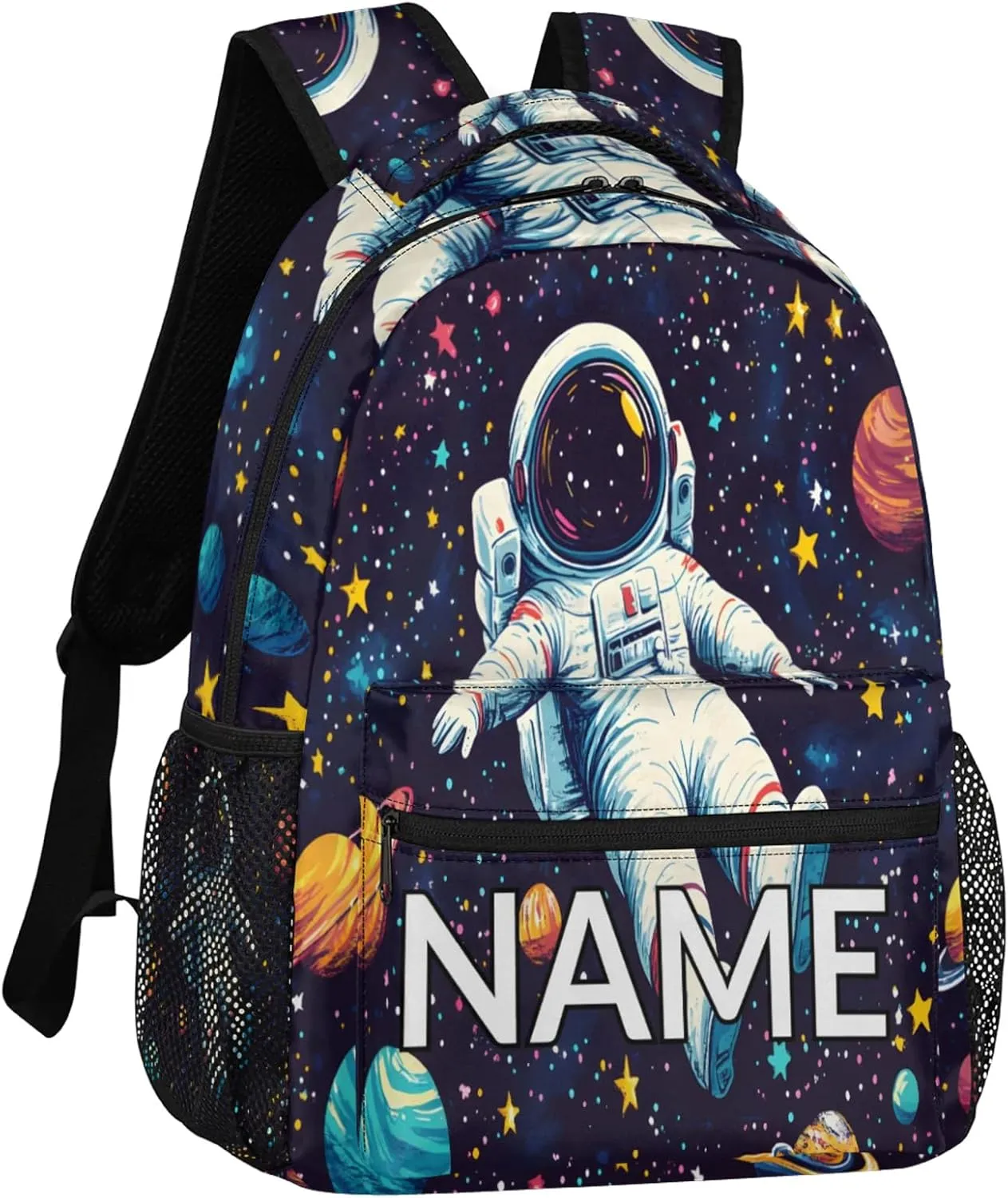 Custom Astronaut Backpack with Name Personalized Waterproof Casual Daypack Funny Trippy Space Customize Laptop Backpacks for Women Men