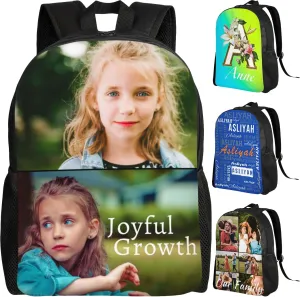 Custom Backpack Personalized Backpack with 1-9 Photo Customize Your Image Text Name Logo Waterproof Laptop Bag (2 Photos)