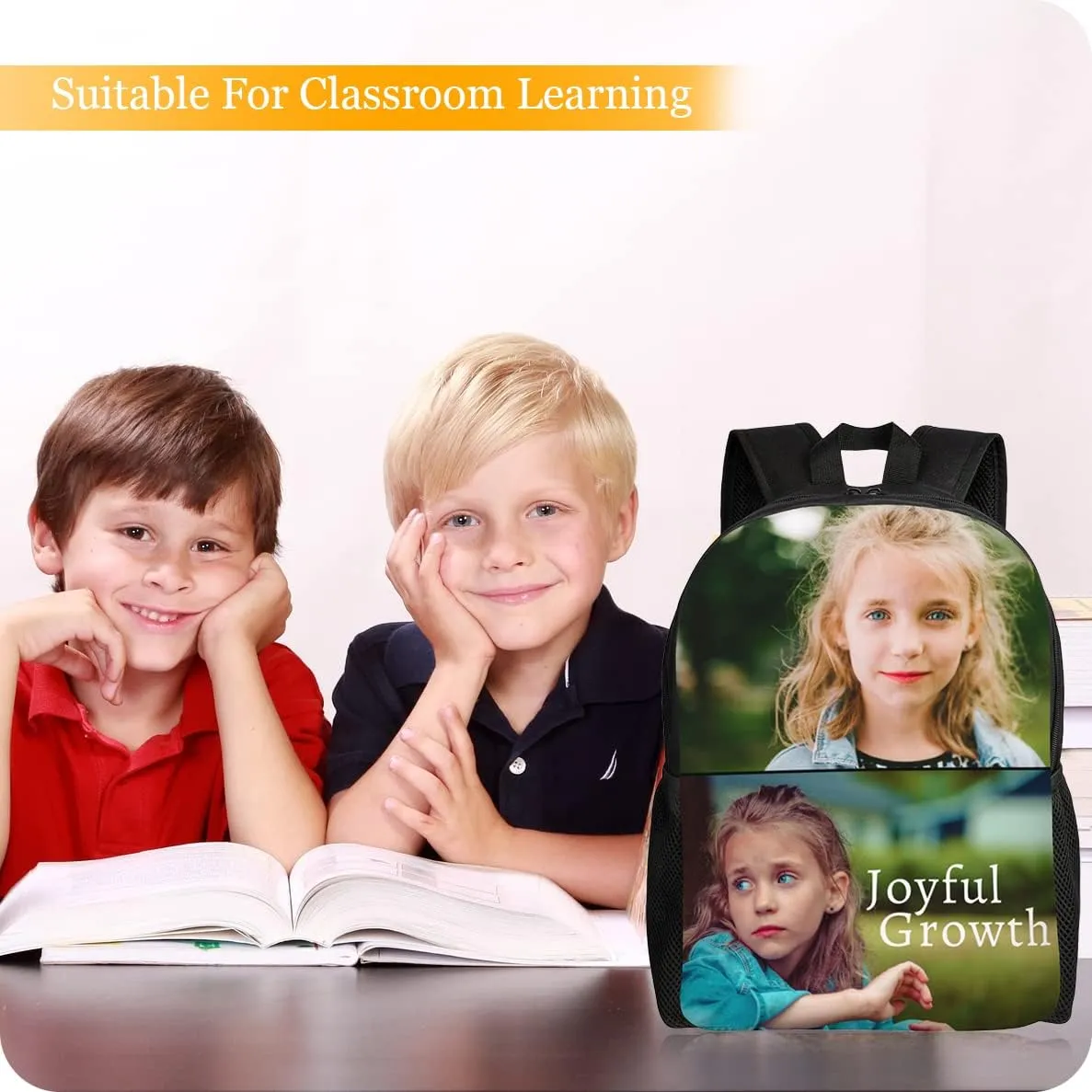 Custom Backpack Personalized Backpack with 1-9 Photo Customize Your Image Text Name Logo Waterproof Laptop Bag (2 Photos)