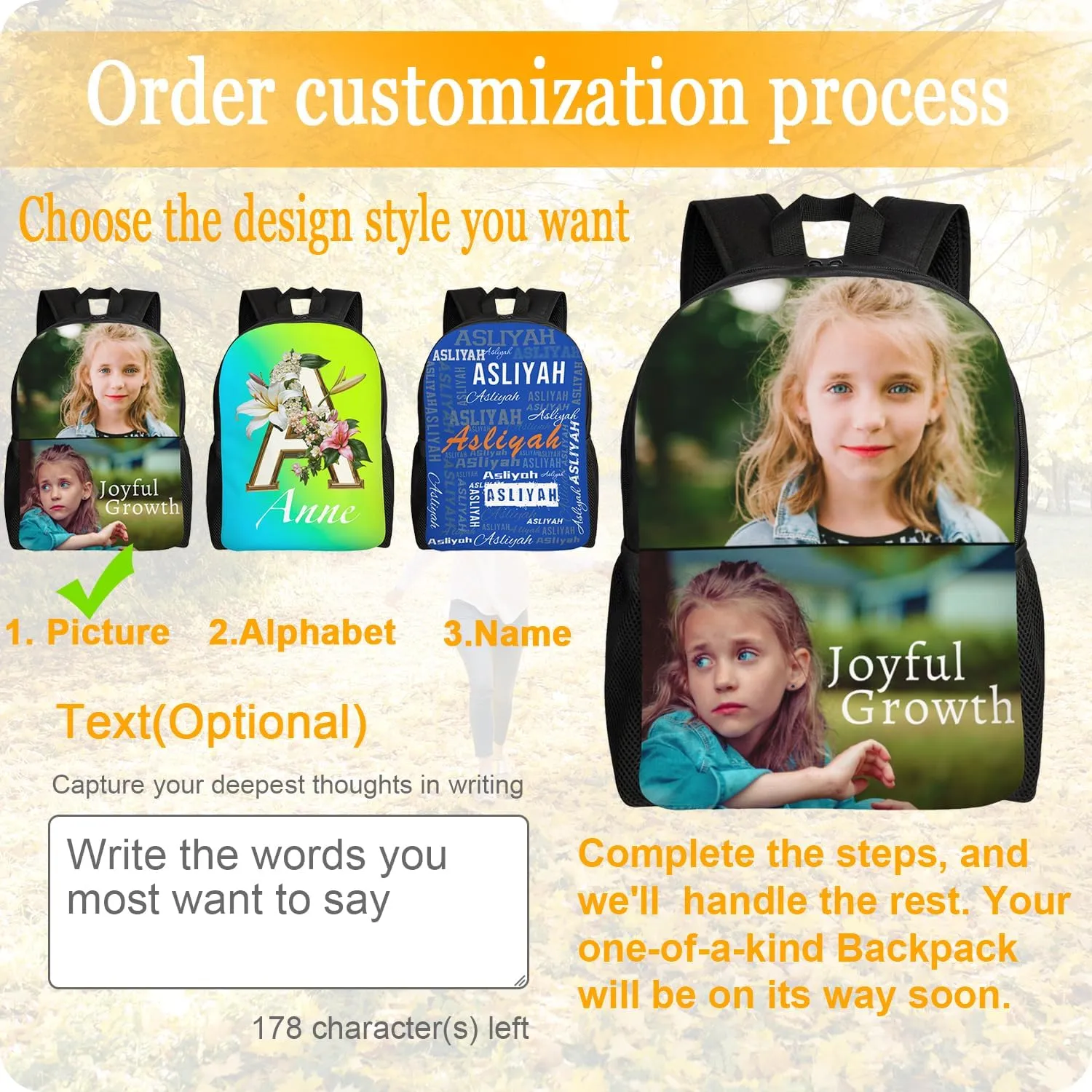 Custom Backpack Personalized Backpack with 1-9 Photo Customize Your Image Text Name Logo Waterproof Laptop Bag (2 Photos)
