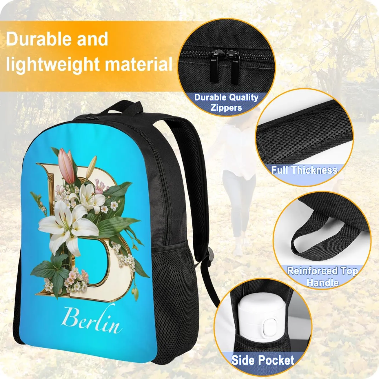Custom Backpack Personalized Backpack with 1-9 Photo Customize Your Image Text Name Logo Waterproof Laptop Bag (2 Photos)