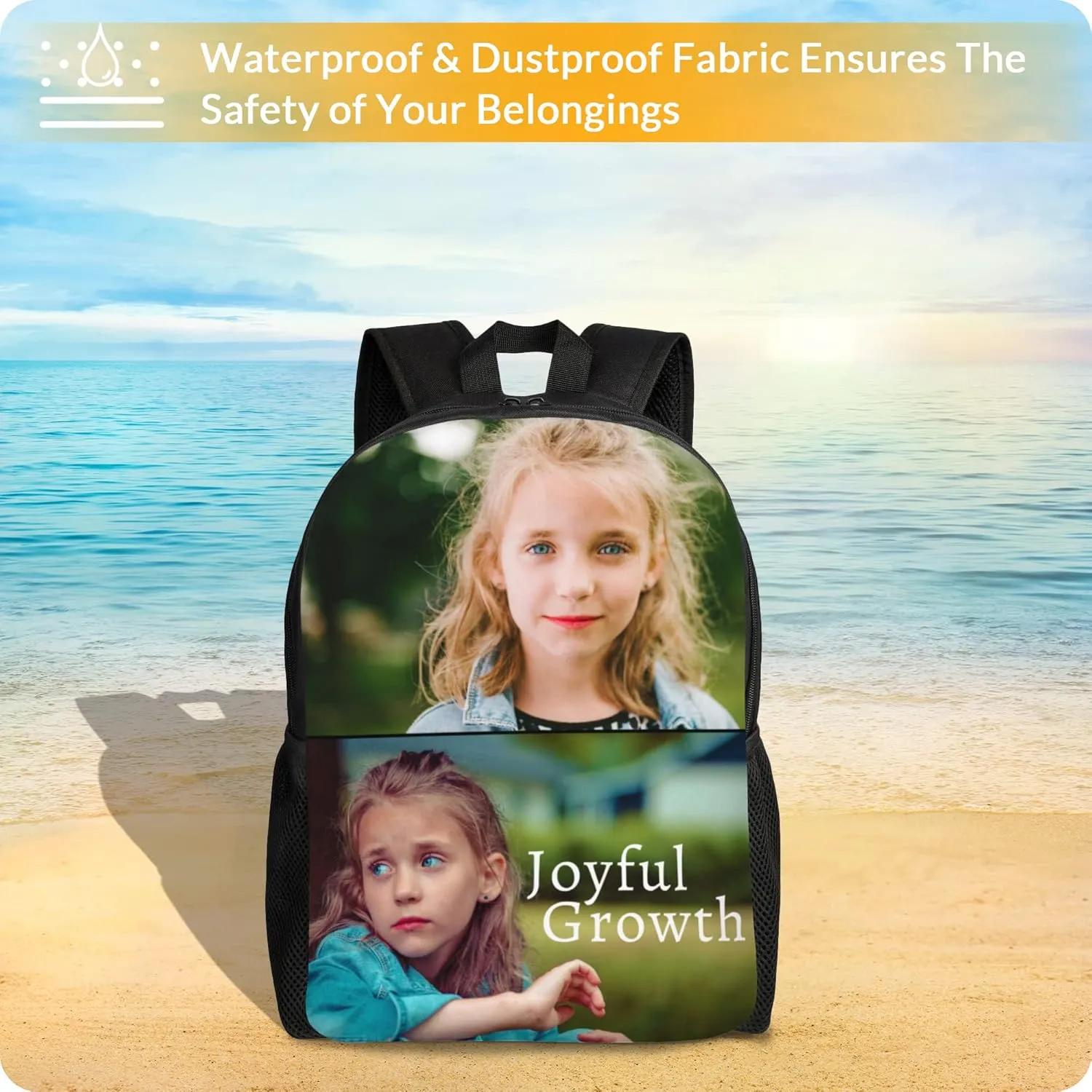 Custom Backpack Personalized Backpack with 1-9 Photo Customize Your Image Text Name Logo Waterproof Laptop Bag (2 Photos)