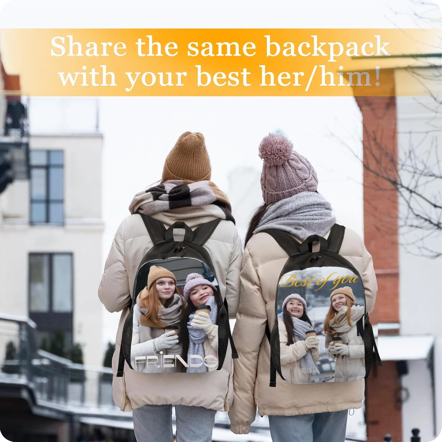Custom Backpack Personalized Backpack with 1-9 Photo Customize Your Image Text Name Logo Waterproof Laptop Bag (2 Photos)