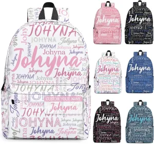 Custom Backpack with Name Personalized Name School Backpack, Customized Bookbag for Boys Girls Kids School Travel Work (Color12)