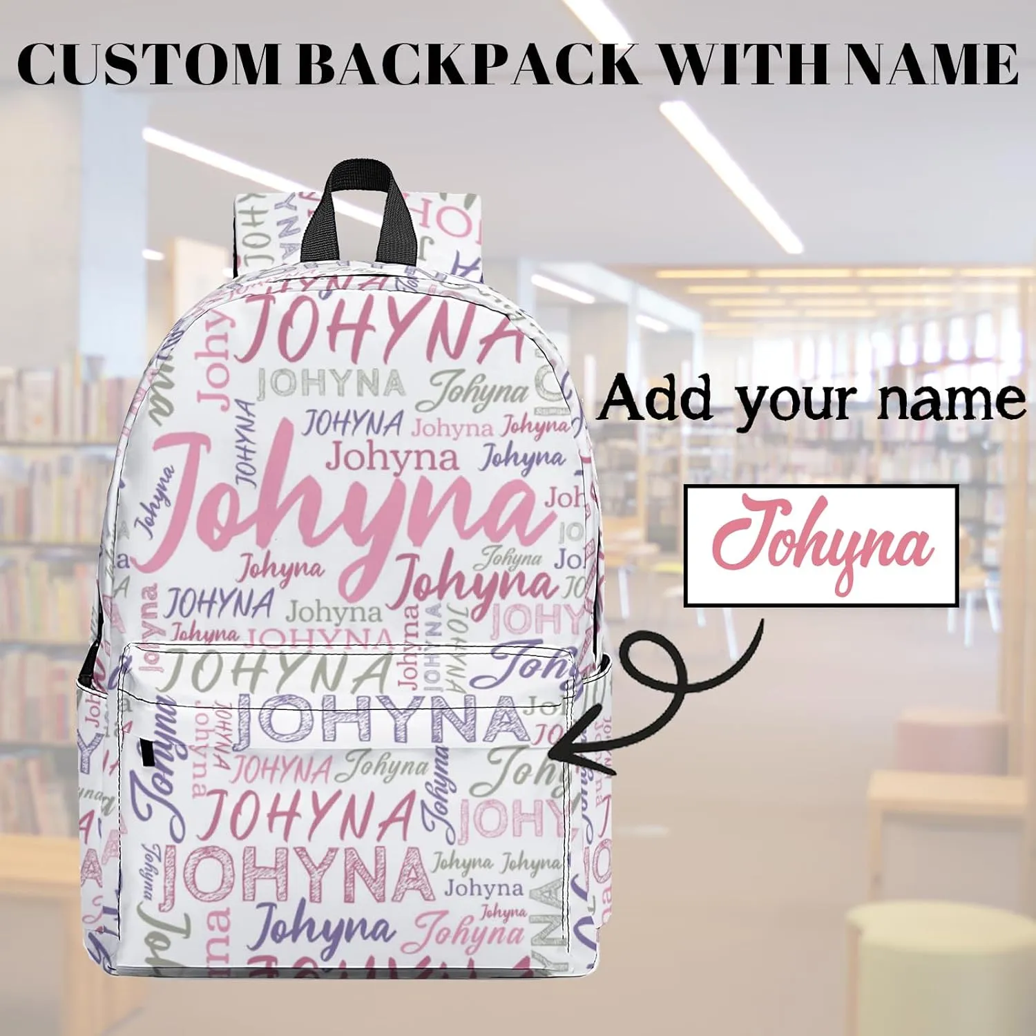 Custom Backpack with Name Personalized Name School Backpack, Customized Bookbag for Boys Girls Kids School Travel Work (Color12)