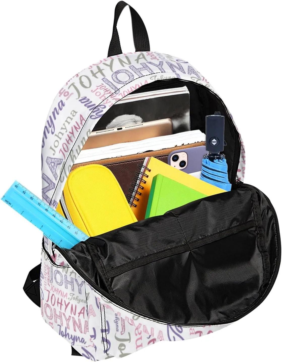 Custom Backpack with Name Personalized Name School Backpack, Customized Bookbag for Boys Girls Kids School Travel Work (Color12)