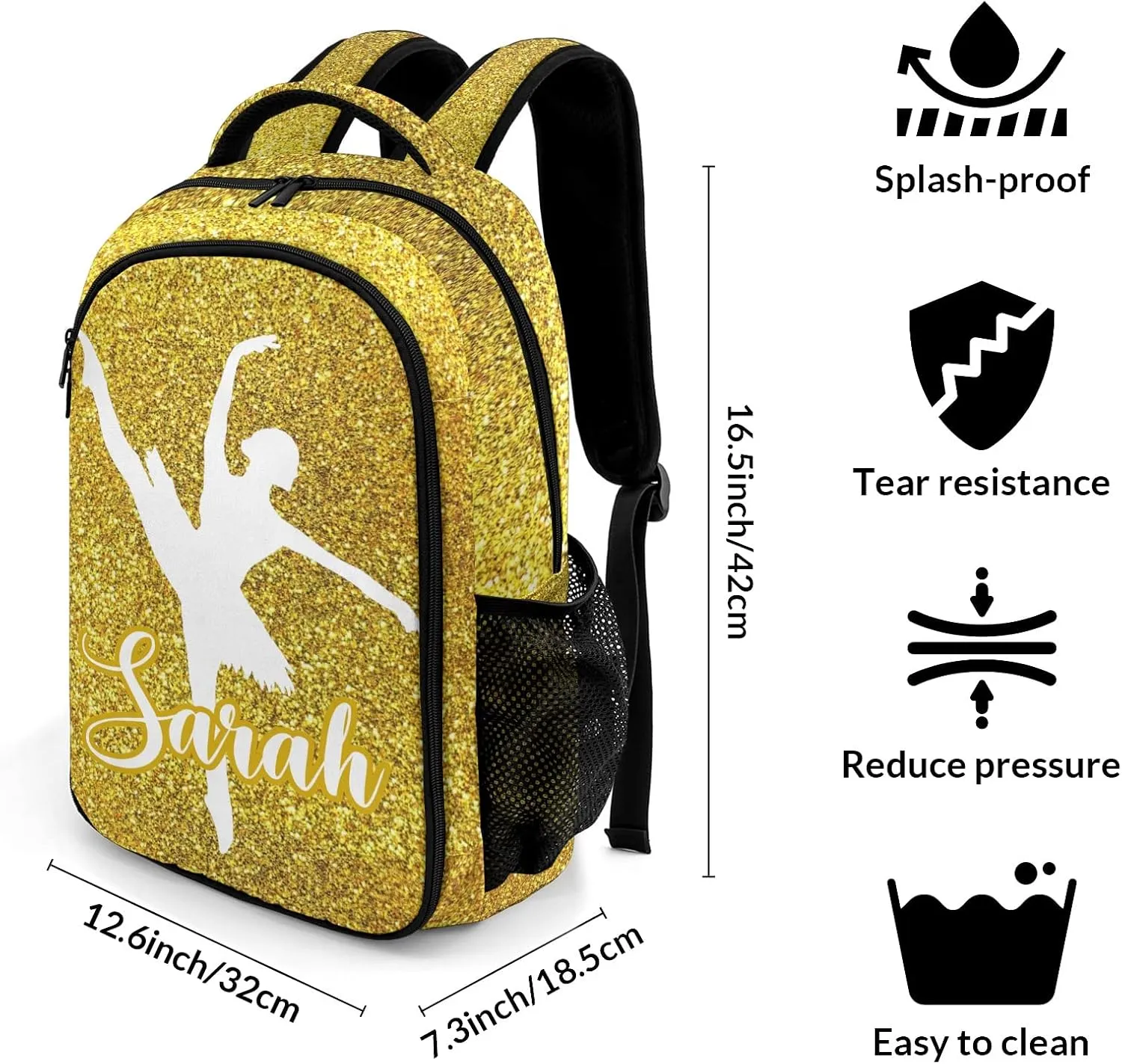Custom Ballet Dance Backpack Name Casual Bag Daypack for Women Men Camping Hiking