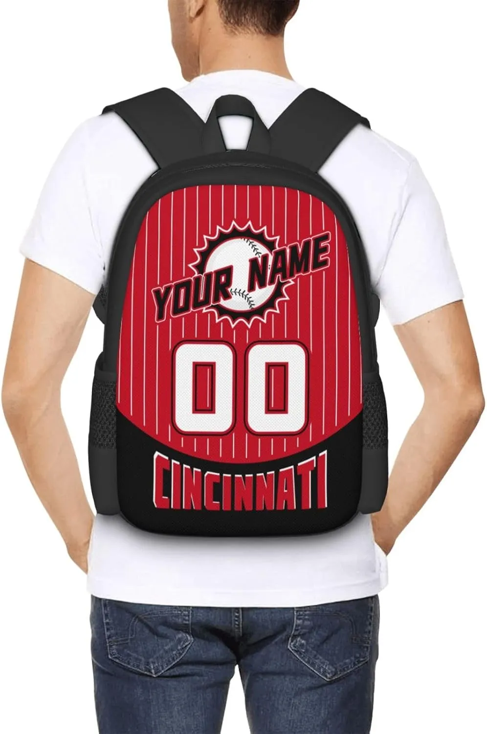 Custom Cincinnati Backpack for Boy Girl Personalized Name Number High Capacity School Backpacks Laptop Bag Casual Travel Backpack Men Women