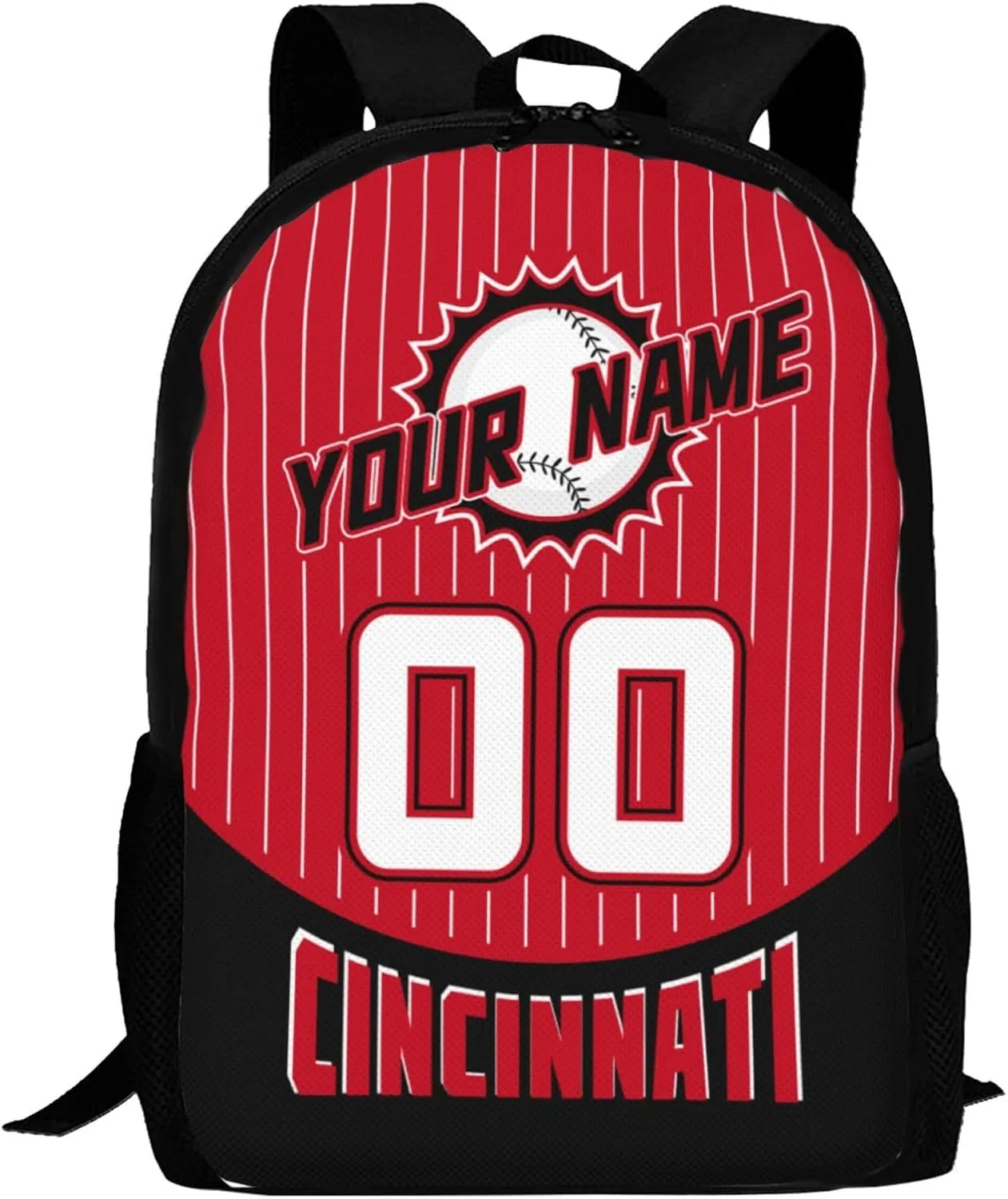 Custom Cincinnati Backpack for Boy Girl Personalized Name Number High Capacity School Backpacks Laptop Bag Casual Travel Backpack Men Women