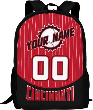 Custom Cincinnati Backpack for Boy Girl Personalized Name Number High Capacity School Backpacks Laptop Bag Casual Travel Backpack Men Women