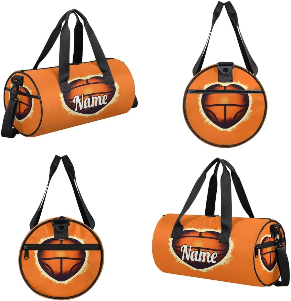 Custom Dance Duffel Bag Sport Backpacks Gyms and Weekend Overnight Travel Duffle Bag Birthday Christmas Halloween Waterproof, Basketballs Heart